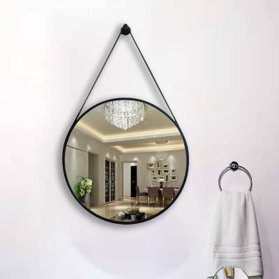 China Large Minimalist Custom Black Decorative Metal Framed Hanging Surrounded Round Dressing Makeup Bathroom Wall Mirror Espejo Spiegel for sale