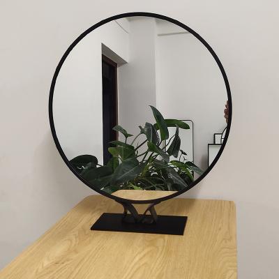 China Bright Custom Wholesale Aluminum Alloy Swept Sight Round Black Mounted Bathroom Table Mirror espejos spiegel for sale