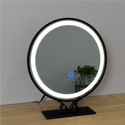 China Minimalist touch screen defogging black light control around smart led decorative makeup wall mirror with a frame with base for sale