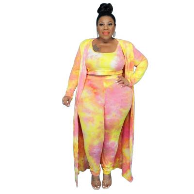 China 2021 Fashion Anti-Static Fall 3 Piece Set Tie Dyeing Plus Size Women's Clothing for sale