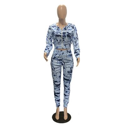 China Wholesale Bodycorn Women Leisure Fashion Print Two Piece Set Woman for sale