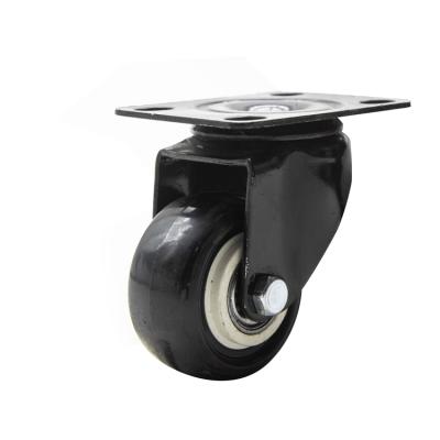 China PU Wheel 2 Inch Wear-Resisting Matte Black Lacquer Polyurethane Caster Sliver Bucket Wheel for sale