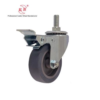 China JQ Traditional Caster 75mm Screw M10/M12/M16 TPR Caster Wheel With Double Brake for sale