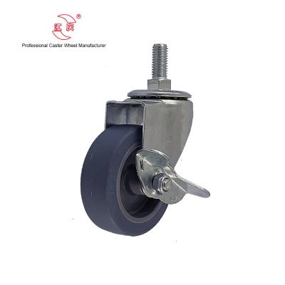 China JQ Traditional Caster 3inch Gray TPR Swivel Wheel Face Lock Furniture Caster Wheel for sale