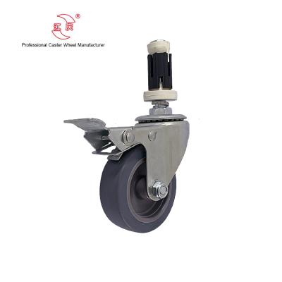 China Traditional JQ Caster Expand Rod Elastomer TPR Wheel Swivel Caster With Total Lock for sale