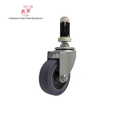 China Traditional JQ Caster 3inch Expanding Rod Swivel TPR Wheel Small Furniture Caster for sale