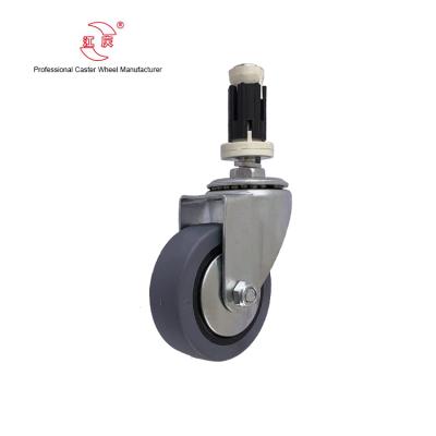 China JQ Traditional Caster 3 Inch Expand Rod Iron Cover TPR Spinning Caster Wheel 75mm for sale