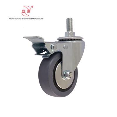 China JQ Low Noise Caster 3 Inch Soft Screw TPR Universal Wheel Caster With Iron Cover for sale