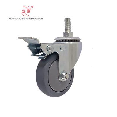 China Traditional JQ Caster 3 Inch Soft Silent Locking Swivel TPR Furniture Caster Wheel for sale