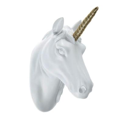 China Europe resin polyresin crafts modern abstract unicorn white animle wall sculpture art home decor for sale