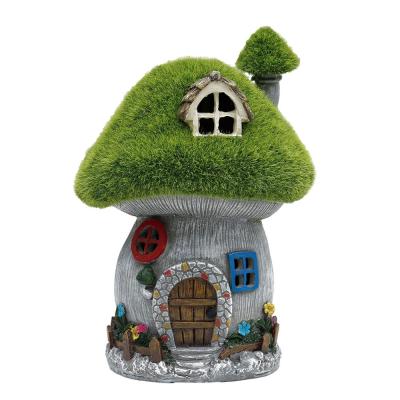 China Europe Outdoor Solar Light Garden Sculpture Statue Resin Art Fairy Mushroom Decoration for sale