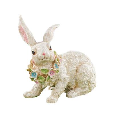 China Collections etc. Garland Accented Rabbit Statue floral - decorative spring and home yard accent from Europe for sale