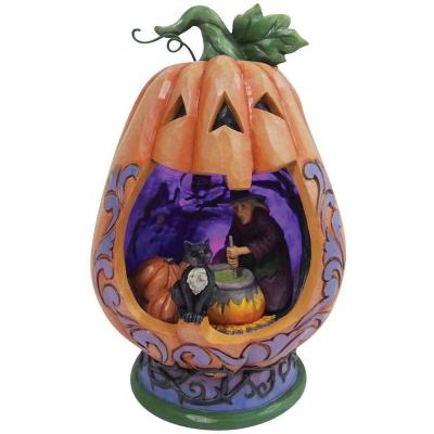 China Europe resin heartwood cove lit pumpkin diorama figurine pumpkin Halloween statue for sale