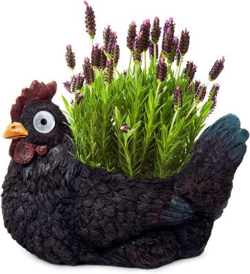 China Europe Chicken Planter Solar LED Outdoor Animal Planter Eyes Succulent and Herb Pot Garden Decorations Yard for sale