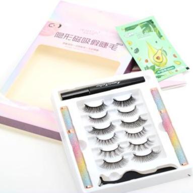 China Wholesale Mink Eyelash Invisible Magnetic False Soft Eyelashes Magnetic Eyeliner Set for sale