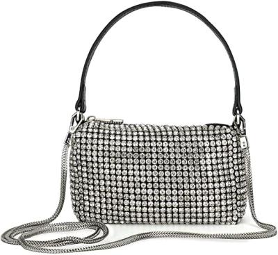 China Fashion aw Crystal Rhinestone Crossbody Wang Bags for Women Bling Purse Mini Top Handle Handbag Chain Mesh Clutch for Party 2022 for sale