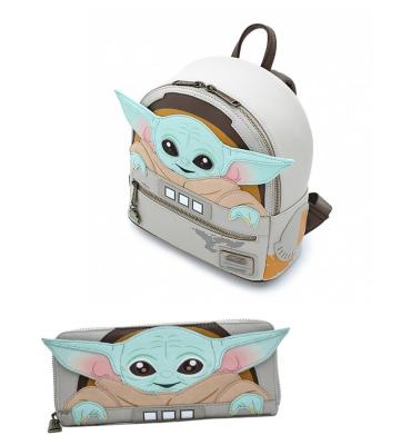 China Fashion 2021 Mandalorian Cute Women's Wallets Mini School Backpack Loungefly Baby Yoda Double Strap Shoulder Bag and Purse for sale