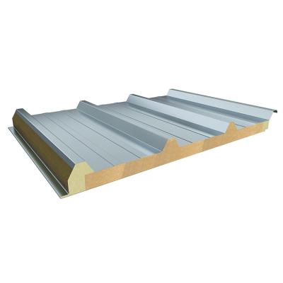 China 100kg/m3 density board supplier cheap fireproof and durable fireproof rock wool sandwich panel for sale