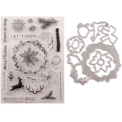 China Decoration Christmas Card Making Dies Braiding Elk Horns Paper Craft Silicone Stamps amd Clear Cutting Dies for sale