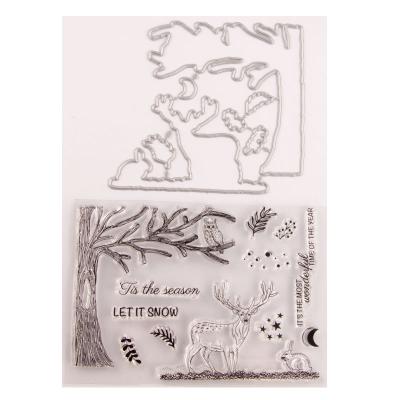 China Decorating Christmas Elks with Clear Tree Craft Stamps and Cutting Dies for Card Making for sale