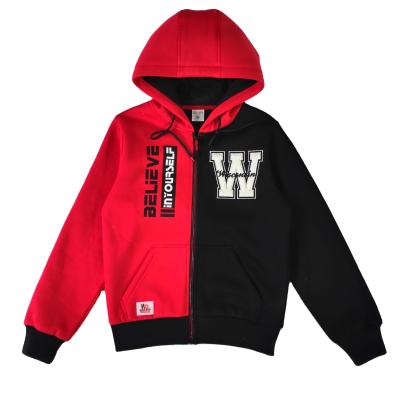 China Custom anti-pilling embroidery street wear sport boy kid hoodies jacket YAJIANUO factory full zip patchwork hoodies boy casual jacket for sale