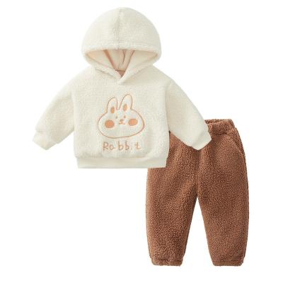 China Custom made casual kids plus size YAJIANUO factory girl hoodie and pants cute cartoon fleece clothing winter baby hoodies set for child for sale