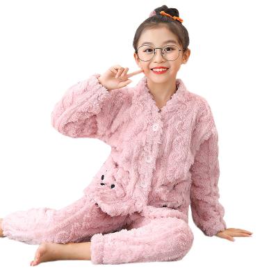 China YAJIANUO Factory OEM/ODM Girls Kids Winter Thermal Custom Made Flannel Baby Pajamas Set High Quality Warm Pajamas for sale