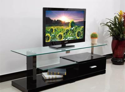 Chine Support fait sur commande du verre trempé TV du Cabinet 6mm de la triangle TV avec 2 étagères en verre à vendre