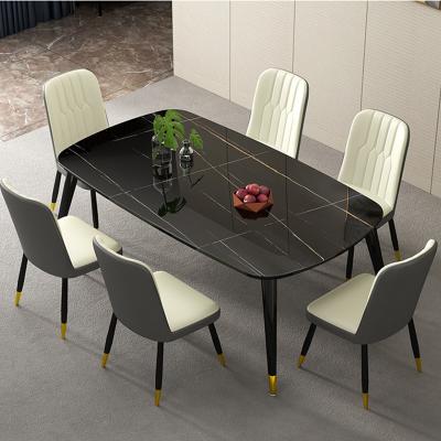 China Modern Living Room Furniture Stainless Steel Dinette Set Marble Top Customizable for sale