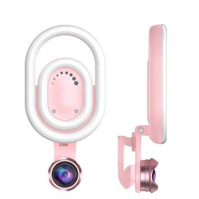 China 0.6x Macro Dual Wide Angle Selfie Ring Fill Lights 52 LED Lens 52 LED Makeup Clip Light Camera For Phone for sale