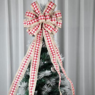 China Newest Large Artificial Red Plaid Hangers Christmas Tree Plaid Garland Arch For Home Decoration for sale