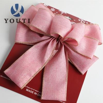 China Newest Viable Pink Curly Valentine's Day Rose Pull Ribbon Bow Ribbon Hanger For Box Decoration for sale