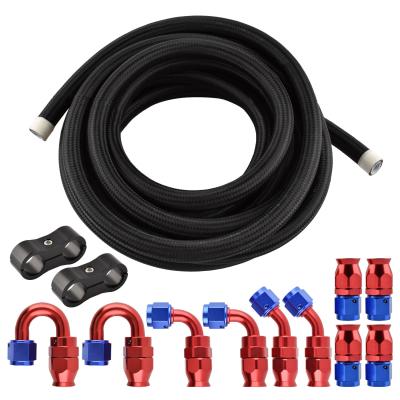 China Industrial 20 Foot One Black 6 AN6 Nylon Braided PTFE E85 Fuel Hose And Fittings Kit for sale