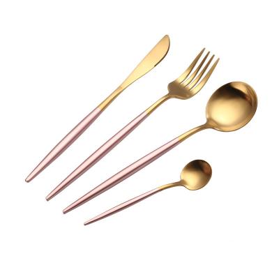 China Disposable Portable Knife Mirror Fork Spoon Stainless Steel Camping Travel Process Cutlery Polishing Gold for sale