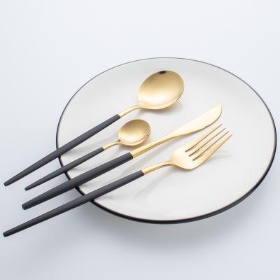 China Wholesale Disposable Gold Portable Tableware Wedding Knife Fork Spoon Stainless Steel Cutlery Set For Party for sale