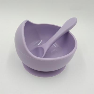 China Eco-Friendly Durable Low MOQ Food Grade Baby Eating Bowl With Spoon Suction Silicone Kids Tableware for sale