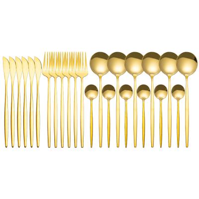 China Wholesale 24Pcs Disposable Custom Logo Flatware Disposable Dinnerware And Cutlery Gold Stainless Steel Multicolor Black for sale