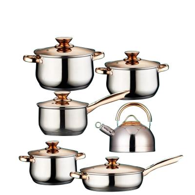 China 2021 viable newest hot sale promotion cooking pot set 12 pieces stainless steel non stick cookware sets cookware for sale