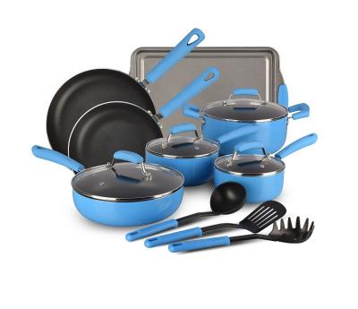 China 14 Pieces Durable High Quality Pressed Aluminum No Stove Cooking Non-Stick Pots And Pans Cookware Sets In The Kitchen for sale