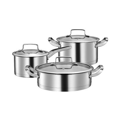 China 2021 viable new hot sale custom logo 3 pieces stainless steel pot set nonstick cookware set cooking for sale