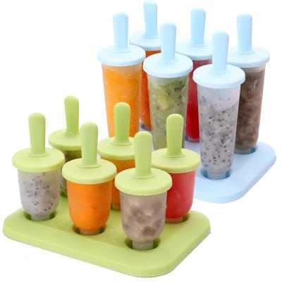 China Ice Cream Tube 6 Cavity Baby Food BPA Free Safety Customized Maker Kitchen Tray Form Small Ice Cream Mold Pop for sale