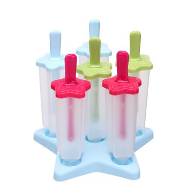 China Multi Colored Plastic Ice Cream Tube 6 Cavity Maker Tray Whosale DIY Safety Molds Kitchen Ice Cream Mold for sale