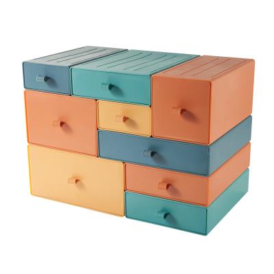 China Flexible desktop organizes light pure color storage and free combination of books snacks and cosmetic plastic storage drawers for sale