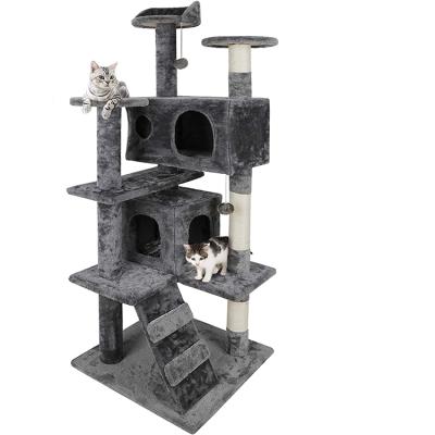 China 2022 New 53 Inch Sustainable Cat Tree Stand House Furniture Kittens Multilevel Activity Tower With Scratching Posts Pet Play Cat House for sale