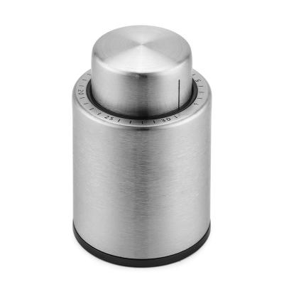 China Metal Factory Wholesale Stainless Steel Vacuum Wine Stopper 47MM Wine Bottle Stopper With Date Marks for sale