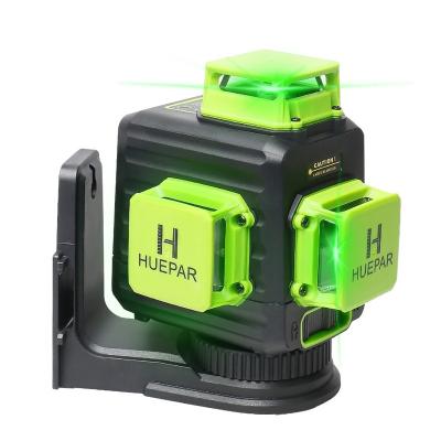 China Line Beam Li-ion ABS Huepar 3D Cross Battery Green Laser Level 12 Self-Leveling Lines With Type-C Charging Left And Hard Carry Case for sale