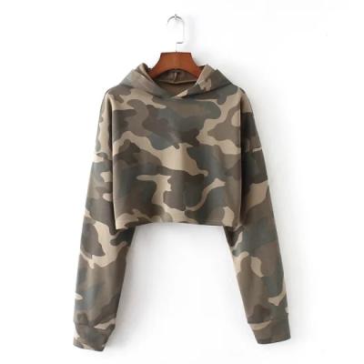 China Camouflage Top Women's Pullover Anti-wrinkle Factory Promotional Crop Sweatshirts Hoodies for sale