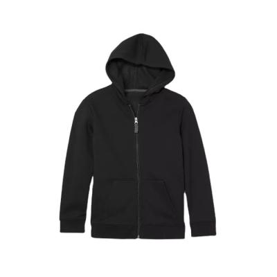 China Wholesale Bulk Anti-Shrink Kids Black Zipper Up Plain Round Neck Boy Hoodies for sale