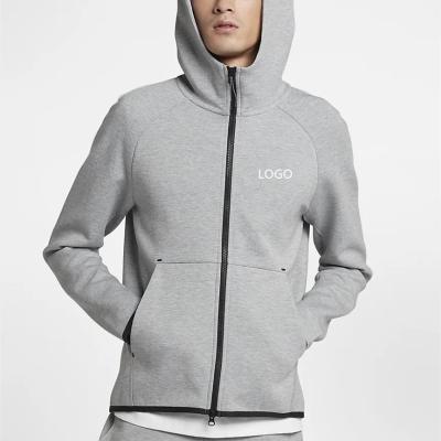 China Anti-wrinkle manufacturing custom fashion gray mens zip up hoodie with pocket for sale