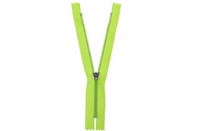 China 5# Green PVC Coated Waterproof Zippers With Antique Silver Teeth For Clothing for sale